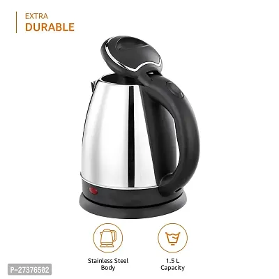 Electric Kettle with Stainless Steel Body, used for boiling Water, making tea and coffee, instant noodles, soup etc(2L , Silver-Black)-thumb4