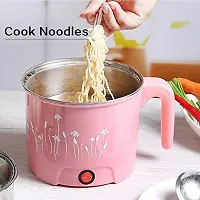 Electric 1.8 Liter Mini Cooker Kettle with Glass Lid Base Concealed Base Cooking Pot Noodle Maker Egg Boiler-Multicolor-thumb4