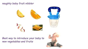 PACK OF 1 Silicone Baby Food and Fruit Feeder Cum Nibbler with Ergonomic Handle, Two Feeder Sack Sizes, BPA Free, Hygenic  BPA Free | Baby Fruit  Food Veggie Teether, Baby Honey Nipple-thumb1
