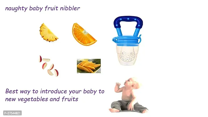 PACK OF 1 Silicone Baby Food and Fruit Feeder Cum Nibbler with Ergonomic Handle, Two Feeder Sack Sizes, BPA Free, Hygenic  BPA Free | Baby Fruit  Food Veggie Teether, Baby Honey Nipple-thumb2