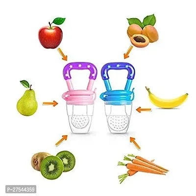 PACK OF 2 Silicone Food/Fruit Nibbler, Baby Food and Fruit Feeder Combo Pack Blue  Yellow, BPA Free Teether/Soother/Feeder-thumb0