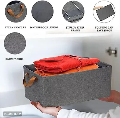 (Pack Of 1 ) 26 Litre Clothes Storage Bag, Foldable Storage Box with Handle, Household Wardrobe Storage Box, Steel Frame Support Closet Storage Bin (1 Pcs/Brown)-thumb2