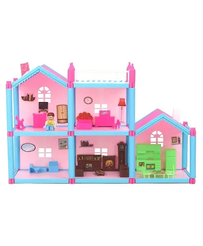 AP Kids Toys Dream Palace Doll House Girls Doll House Play Set with Accessories Role Play Set  Age for 3-8 Years (108 Piece Doll House)