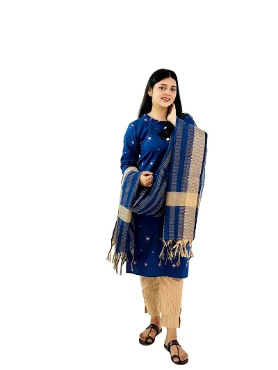 Stylish Khadi Kurti, Pant And Dupatta Set