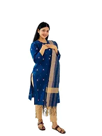 Stylish Khadi Cotton Kurti, Pant And Dupatta Set-thumb2