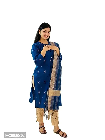 Stylish Khadi Cotton Kurti, Pant And Dupatta Set-thumb3