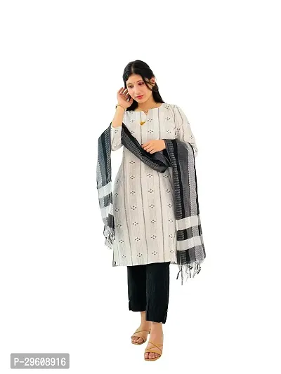 Stylish Khadi Cotton Kurti, Pant And Dupatta Set-thumb0