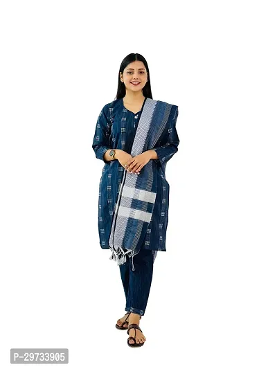 Trendy Khadi Cotton Kurti, Pant And Dupatta For Women-thumb0