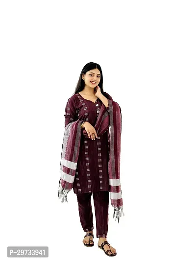 Trendy Khadi Cotton Kurti, Pant And Dupatta For Women-thumb4