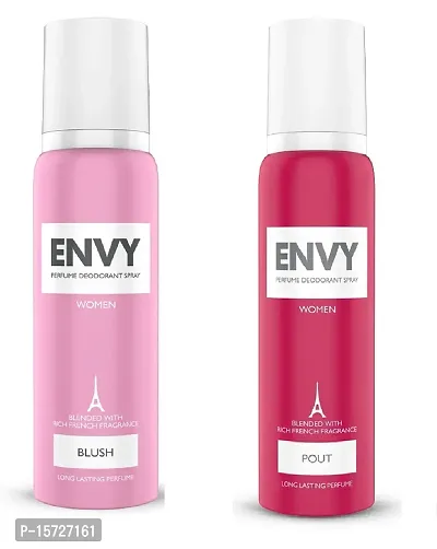 Envy Pout Perfume Deodorant Spray   Blush Perfume Deodorant Spray (Each,120ml) for Women - Combo of 2 Items