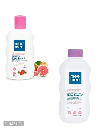 Mee Mee Soft Baby Lotion 200ml  Fresh Feel Baby Powder 200g - Combo of 2 Items