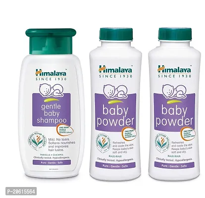 Himalaya Gentle Baby Shampoo (200ml) and Baby Powder (2x200g) - Combo of 3 Items