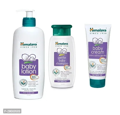 Himalaya Baby Lotion (400ml) with Gentle Baby Shampoo (200ml) and Baby Cream 200ml - Combo of 3 Items