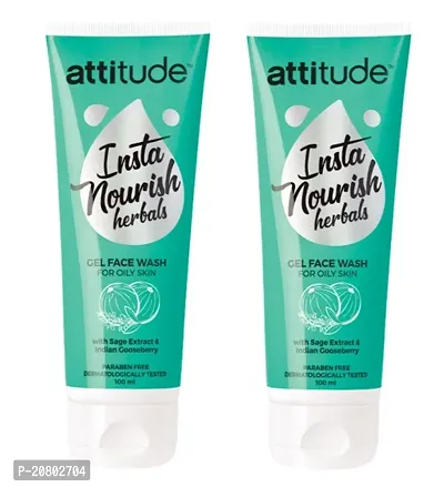 Attitude Insta Nourish Herbals Gel Face Wash for Oily skin (100ml) Pack of 2