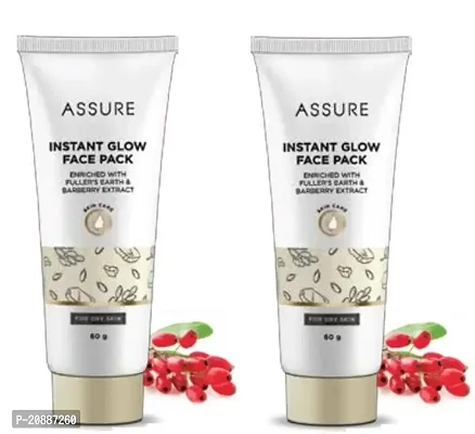 Assure Instant Glow Face Pack enriched with Fuller's Earth and Barberry Extract (60g) Pack of 2