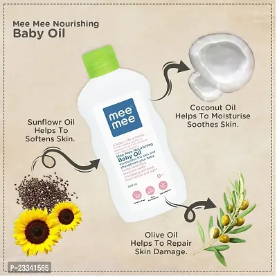 Mee Mee Nourishing Baby Oil (500ml) and Fresh feel Baby Powder 500gm - Combo Pack-thumb2
