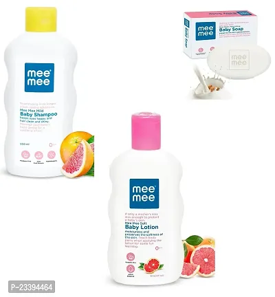 Mee Mee Mild Baby Shampoo 500ml and Baby Lotion 500ml with Baby Soap 75g - Combo of 3 Items