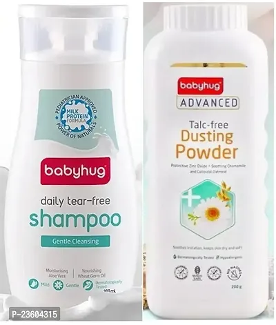 Babyhug Milk Protein Daily Tear Free Shampoo (200ml) with Talc Free Dusting Powder 200gm - Combo of 2-thumb0