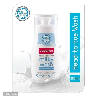 Babyhug Daily Moisturising Milk Wipes (72 Pc) and Head to Toe Milky Wash 200ml and Moisturising Lotion 200ml - Combo of 3-thumb2