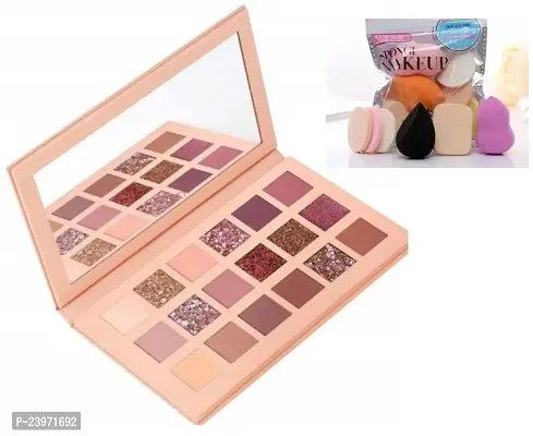 The Nude Edition Eye Shadow Palette and Make Up Puff Blender Sponge Family Pack - Combo Pack