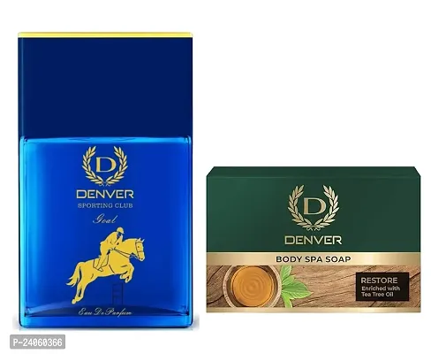 Denver Sporting Club Goal Eau De Parfum 60ml with Denver Restore Body Spa Soap 125g - Combo Pack