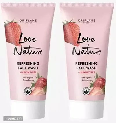 Oriflame Love Nature Refreshing Strawberry Face Wash (50ml) Pack of 2