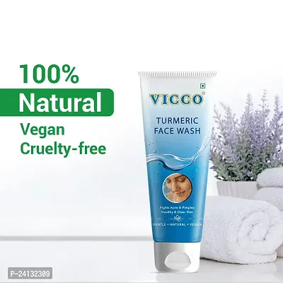 Vicco Turmeric Face Wash for Acne  Pimple (2x70g) with Turmeric Skin Cream with Sandalwood (2x70g) - Combo of 4-thumb5