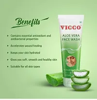 Vicco Aloe Vera Face Wash for Soft Smooth Skin (2x70g) with Turmeric Skin Cream with Sandalwood (70g) - Combo of 3-thumb1