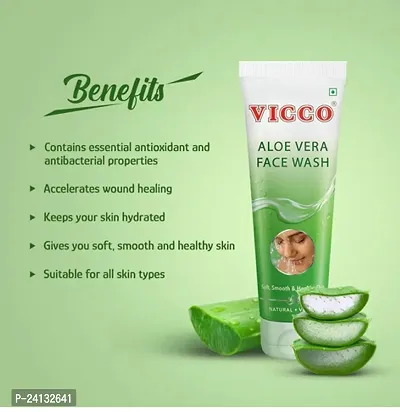 Vicco Aloe Vera Face Wash for Soft Smooth Skin (2x70g) with Turmeric Skin Cream with Sandalwood (70g) - Combo of 3-thumb2