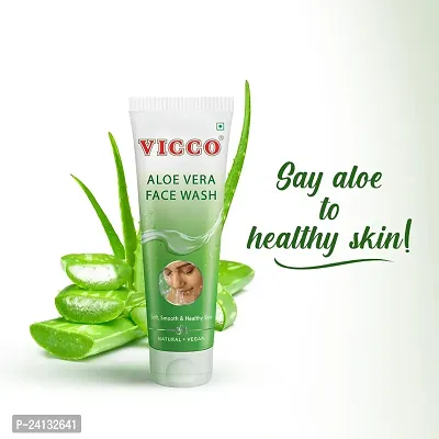 Vicco Aloe Vera Face Wash for Soft Smooth Skin (2x70g) with Turmeric Skin Cream with Sandalwood (70g) - Combo of 3-thumb5