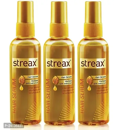 Streax Hair Serum for Women Men Vitalized with Walnut Oil Instant Shine  Smoothness (100ml) Pack of 3