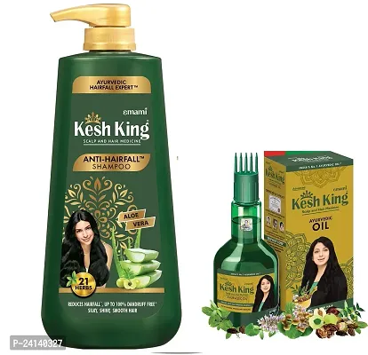 Kesh King Ayurvedic Anti Hairfall Shampoo With Aloe Vera And 21 Herbs (600ml) With Scalp And Hair Medicine Ayurvedic Oil (100ml) Combo Pack-thumb0