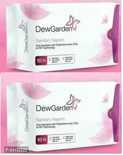 Dew Garden Sanitary Napkin with Wings (10 Pcs - 6 Day Pads and 4 Night Pads) Pack of 2-thumb0