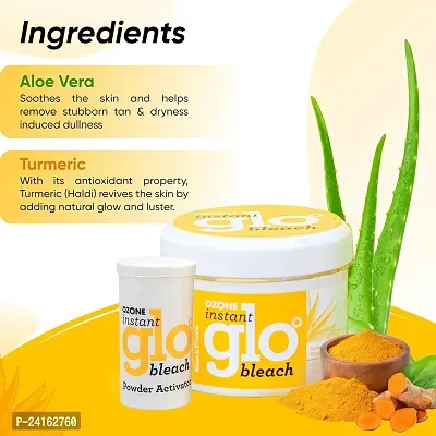 Ozone Instant Glo Bleach Cream for Men and Women Enriched with Aloe Vera and  Turmeric, 250 G-thumb2