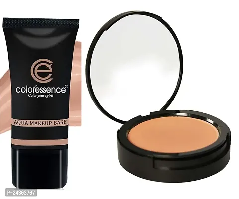 Coloressence Aqua Makeup Base 35ml (Brown) with Perfect Tone Compact Powder 10g (Dusky) - Combo of 2-thumb0