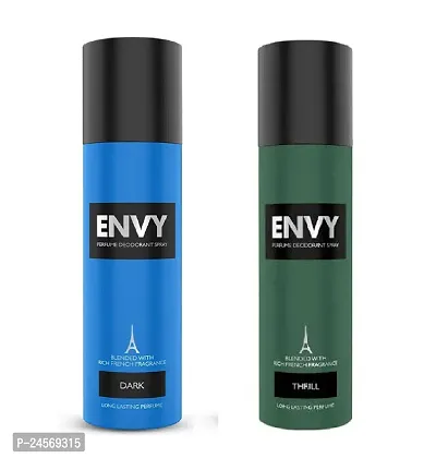 Envy (Dark and Thrill) Long Lasting Perfume Deodorant Spray Blended with Rich French Fragrance (120ml) Combo of 2