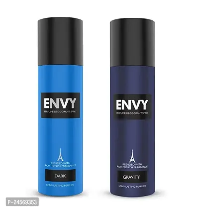 Envy (Dark and Gravity) Long Lasting Perfume Deodorant Spray Blended with Rich French Fragrance (120ml) Combo of 2