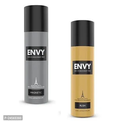 Envy (Magnetic and Rush) Long Lasting Perfume Deodorant Spray Blended with Rich French Fragrance (120ml) Combo of 2