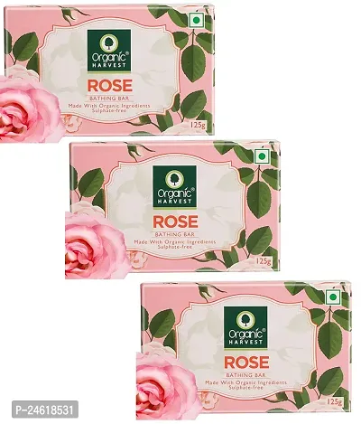 Organic Harvest Rose Bathing Bar (125g) Pack of 3