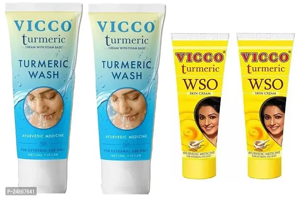 Vicco Turmeric Face Wash (2x70g)  WSO Skin Cream (2x30g)