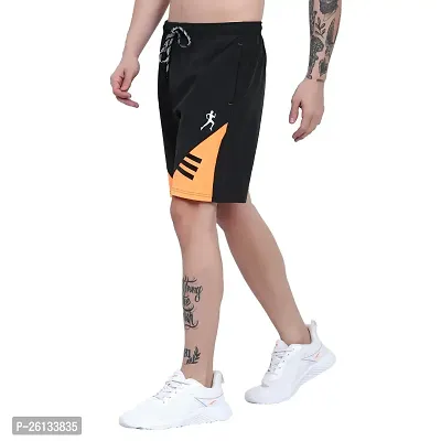 VISH2RV Men's Running Shorts, Men's Cycling Shorts, Gym Shorts with Zipper Pocket Both Sides Pack of 2 (M, Orange)-thumb5