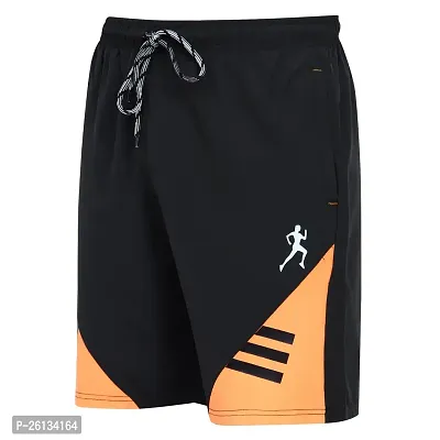 VISH2RV Men's Running Shorts, Men's Cycling Shorts, Gym Shorts with Zipper Pocket Both Sides (XL, Orange)