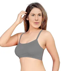 Vish2RV Women's Full Coverage Lightly Padded Bra, Six Straps Padded Bra (Grey)-thumb1