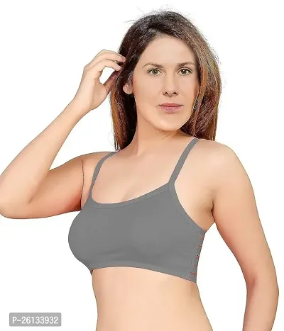 Vish2RV Women's Full Coverage Lightly Padded Bra, Six Straps Padded Bra (Grey)-thumb2