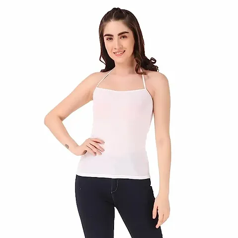Stylish White Cotton Solid Camisoles For Women