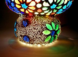 Susajjit Decor Charming Table Lamp Beautiful Mosaic work Table Decor Showpiece colorful Glass Night Lamp for Home Decor-thumb3