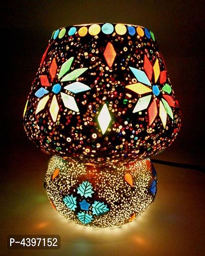 Susajjit Decor Elegant Design Table Lamp Beautiful Asthetic look Lamp Shade Glass Night Lamp for Table Decor Showpiece-thumb0