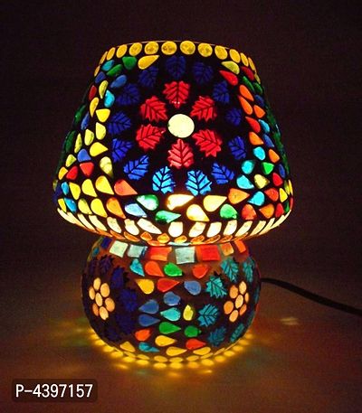 Susajjit Decor Flower Design Night Lamp Decorative Glass Mosaic Table Lamp Shopiece for Bed Room Decoration-thumb0