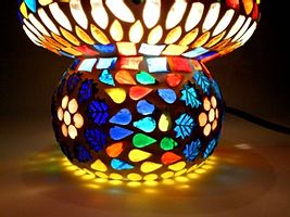 Susajjit Decor Flower Design Night Lamp Decorative Glass Mosaic Table Lamp Shopiece for Bed Room Decoration-thumb2