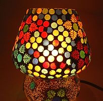 Susajjit Decor Lovely Night Lamp with Beautiful Mosaic work Colorful Lamp Shade for corner side Tables-thumb1